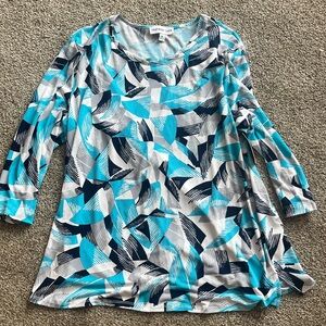 Southern Lady Teal and Blue Small and Medium Abstract Top. Brand New!
